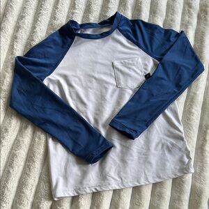 art class White and Navy Blue Kids Rashguard Swim Top